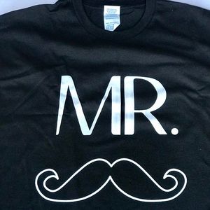 New Black Men’s tshirt with mustache. Size XLarge